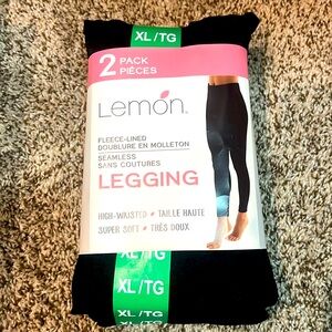 XL: 2 pack Lemon Leggings Fleece lined Black